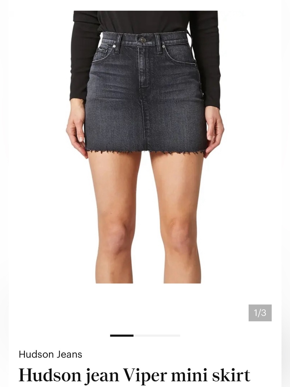 Hudson Jeans Black Wash Denim Mini Skirt